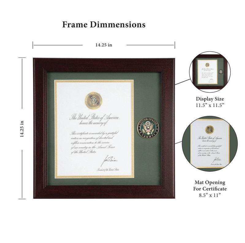 Allied Flag Allied Frame United States Army Presidential Memorial Certificate Frame with Medallion - 8 x 10 inch - Image 3